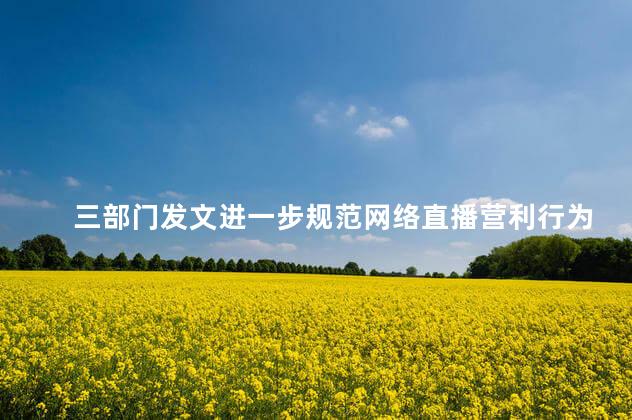 三部门发文进一步规范网络直播营利行为