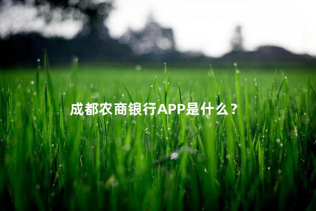 成都农商银行APP是什么？