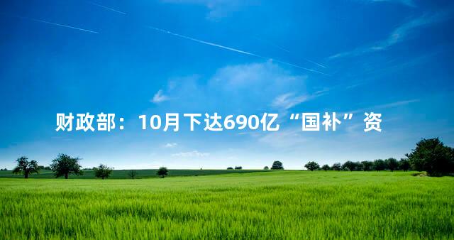 财政部：10月下达690亿“国补”资金