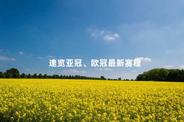 速览亚冠、欧冠最新赛程