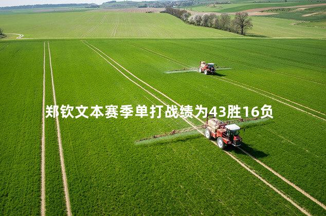 郑钦文本赛季单打战绩为43胜16负